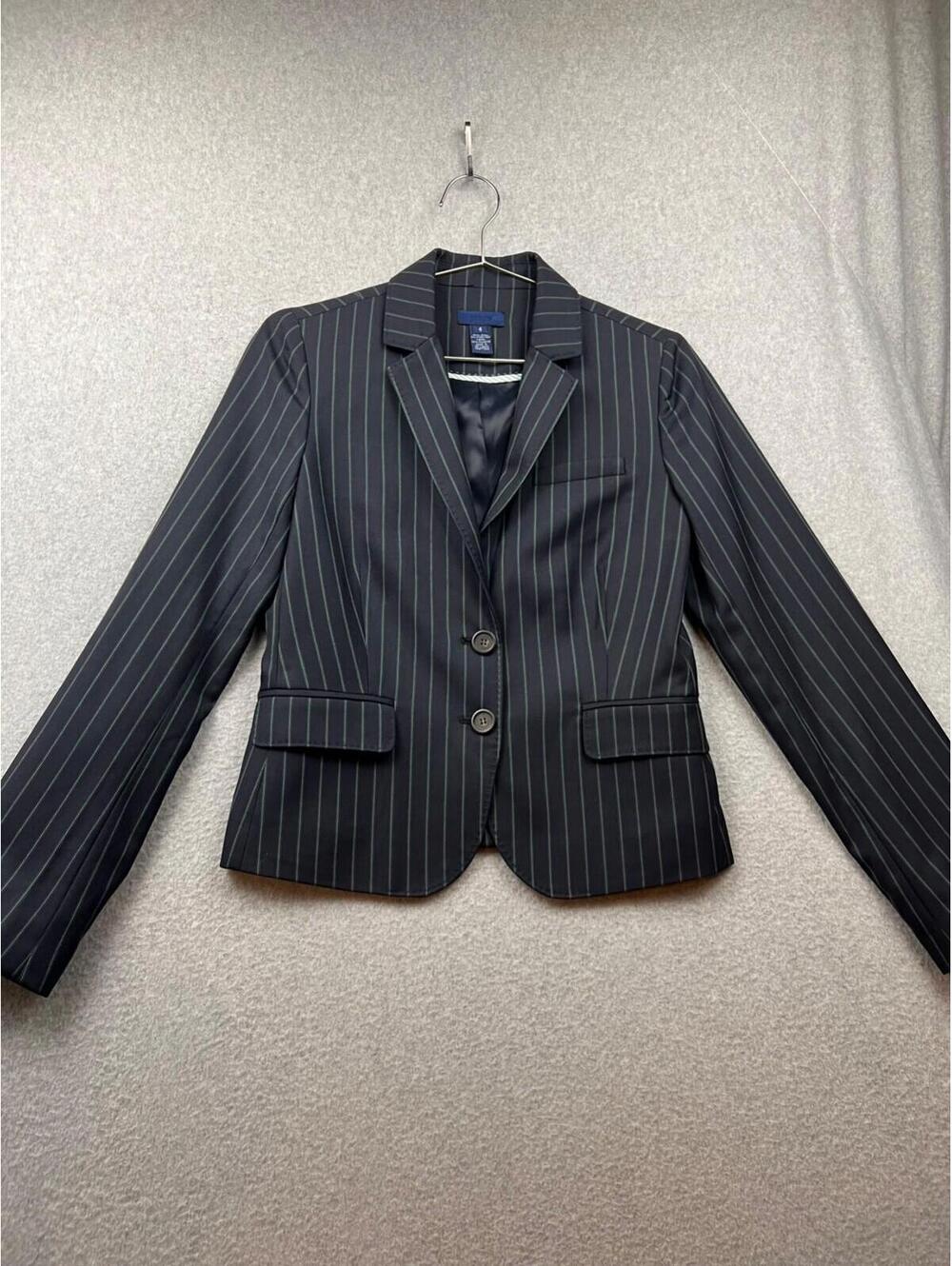 J Crew Womens Blazer Jacket Size 4 Teal Pinstripe Career Simple Modern Office